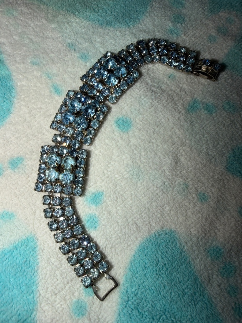Blue Crystal Multi-Row Bracelet - Women's Sparkling Statement Jewelry